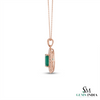 4.90 carat Elegant Art Deco Emerald cut Natural Emerald with Dazzling Diamond Border Pendant
