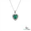 2.20 carat Natural Emerald Heart Pendant in Gold with Diamond Accents Elegant Gift for Her