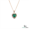2.20 carat Natural Emerald Heart Pendant in Gold with Diamond Accents Elegant Gift for Her