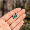 1.80 carat Pear-Shaped Emerald Diamond Cluster Earrings in 14k Gold