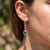Gold Drop Earrings with Oval Natural Emerald and Diamond Accents Fine Gold Jewelry