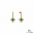1.10 carat Round Natural Emerald Cluster Earrings with Diamond Halo Gold Contemporary Square Design