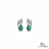 1.80 carat Pear-Shaped Emerald Diamond Cluster Earrings in 14k Gold