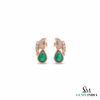 1.80 carat Pear-Shaped Emerald Diamond Cluster Earrings in 14k Gold