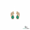1.80 carat Pear-Shaped Emerald Diamond Cluster Earrings in 14k Gold