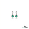 Exquisite Pear Cut Natural Emerald Dangle Earrings with Diamond Halo for Special Occasions