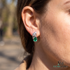 1.80 carat Pear-Shaped Emerald Diamond Cluster Earrings in 14k Gold