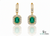 8 carat Vintage Style Natural Emerald-Cut Emerald Earrings with Diamond Halo Drop Earrings in 14K White Gold