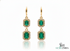 6.50 carat Emerald Cut Natural Emerald Drop Earrings In 14k Solid Gold Minimalist Elegant Design Anniversary gift