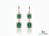 6.50 carat Emerald Cut Natural Emerald Drop Earrings In 14k Solid Gold Minimalist Elegant Design Anniversary gift