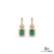 Elegant Emerald cut Natural Emerald Halo Drop Earrings in 14K Yellow Gold Geometric Design