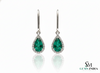 Luxurious 6 carat Pear shape Natural Emerald and Diamond Teardrop DangleEarrings in 14K Gold