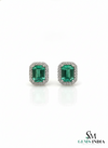 4.40 carat Timeless Green Gem Elegance Emerald Cut Green Emerald Halo Stud Earrings
