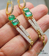 4.30 carat Emerald cut Emerald Natural Emerald And Diamond Dangle Earrings in 14k Gold