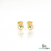 Teardrop Stud Earrings with Round Natural Emerald Cluster &amp; Diamonds in Gold Unique Gift for her