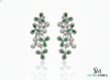 2.50 Teardrop Natural Emerald Diamond Flower Dangle Earrings Elegant Statement Design