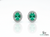 1.80 carat Natural Emerald Oval Halo Stud Earring with Screw Back Closure