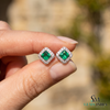 1.90 carat Octagon cut natural emerald earrings for woman's 14k solid gold earrings gift for woman's