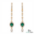 Oval cabochon Emerald Halo Dangle Earrings in Gold with Pearl Drop Elegant Gift for Her