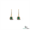 Heart shape Natural Emerald Halo Drop Earrings in 14k Gold Fine Diamond Dangles