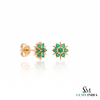 Natural Emerald Floral Starburst Stud Earrings in 14K Gold Earrings in 14k Solid Gold