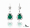 2.70 Carat Pear-Shaped Natural Emerald Tear Drop Earrings with Diamond Halo Dangle Earrings