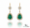 2.70 Carat Pear-Shaped Natural Emerald Tear Drop Earrings with Diamond Halo Dangle Earrings