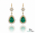 2.70 Carat Pear-Shaped Natural Emerald Tear Drop Earrings with Diamond Halo Dangle Earrings