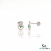 Teardrop Stud Earrings with Round Natural Emerald Cluster &amp; Diamonds in Gold Unique Gift for her