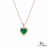 2.50 carat Heart Shape Natural Emerald and Diamond Halo Pendant in 18K Gold