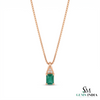 2.20 carat Emerald-Cut Natural Emerald Pendant Necklace in 14K Gold with Diamond Accents