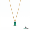 2.20 carat Emerald-Cut Natural Emerald Pendant Necklace in 14K Gold with Diamond Accents