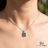 2.20 carat Emerald-Cut Natural Emerald Pendant Necklace in 14K Gold with Diamond Accents