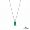 2.20 carat Emerald-Cut Natural Emerald Pendant Necklace in 14K Gold with Diamond Accents