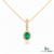 2 carat Oval cut 14K Gold Natural Emerald Halo Pendant with Dainty Diamond Accents