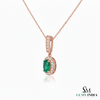 2 carat Oval cut 14K Gold Natural Emerald Halo Pendant with Dainty Diamond Accents