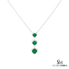 Triple Heart Design Round Natural Emerald Pendant in 14k Gold Romantic May Birthstone Gift
