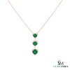 Triple Heart Design Round Natural Emerald Pendant in 14k Gold Romantic May Birthstone Gift