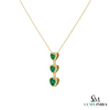 Triple Heart Design Round Natural Emerald Pendant in 14k Gold Romantic May Birthstone Gift