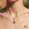 4.50 carat Natural Emerald Drop Pendant Infinity Loop Design with Diamond Halo Timeless Gold Necklace Gift