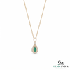 4.50 carat Natural Emerald Drop Pendant Infinity Loop Design with Diamond Halo Timeless Gold Necklace Gift