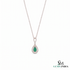 4.50 carat Natural Emerald Drop Pendant Infinity Loop Design with Diamond Halo Timeless Gold Necklace Gift