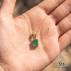 1.10 carat 14K Gold Natural Emerald Pendant Elegant Emerald-Cut Design