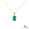 1.10 carat 14K Gold Natural Emerald Pendant Elegant Emerald-Cut Design