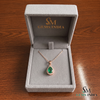 5.90 carat Teardrop natural Emerald Pendant with Diamond Halo Fine Gold Jewelry