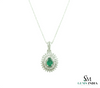 1 carat Vintage Style Oval Emerald Pendant with Diamond Halo in 14K Gold