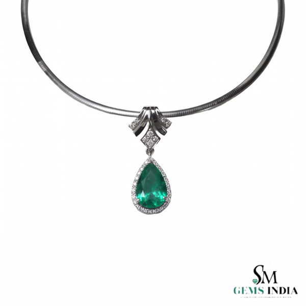 3.50 carat Radiant Teardrop Emerald Pendant Pear Cut Green Gemstone Brilliance