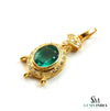 9.50 carat Royal Green Natural Emerald Necklace Diamond Accent Oval Pendant in 14k Gold