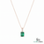 2.10 carat Emerald Cut Natural Emerald Pendant Necklace in 14k gold with Diamond Accent Bail Design