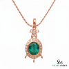 9.50 carat Royal Green Natural Emerald Necklace Diamond Accent Oval Pendant in 14k Gold